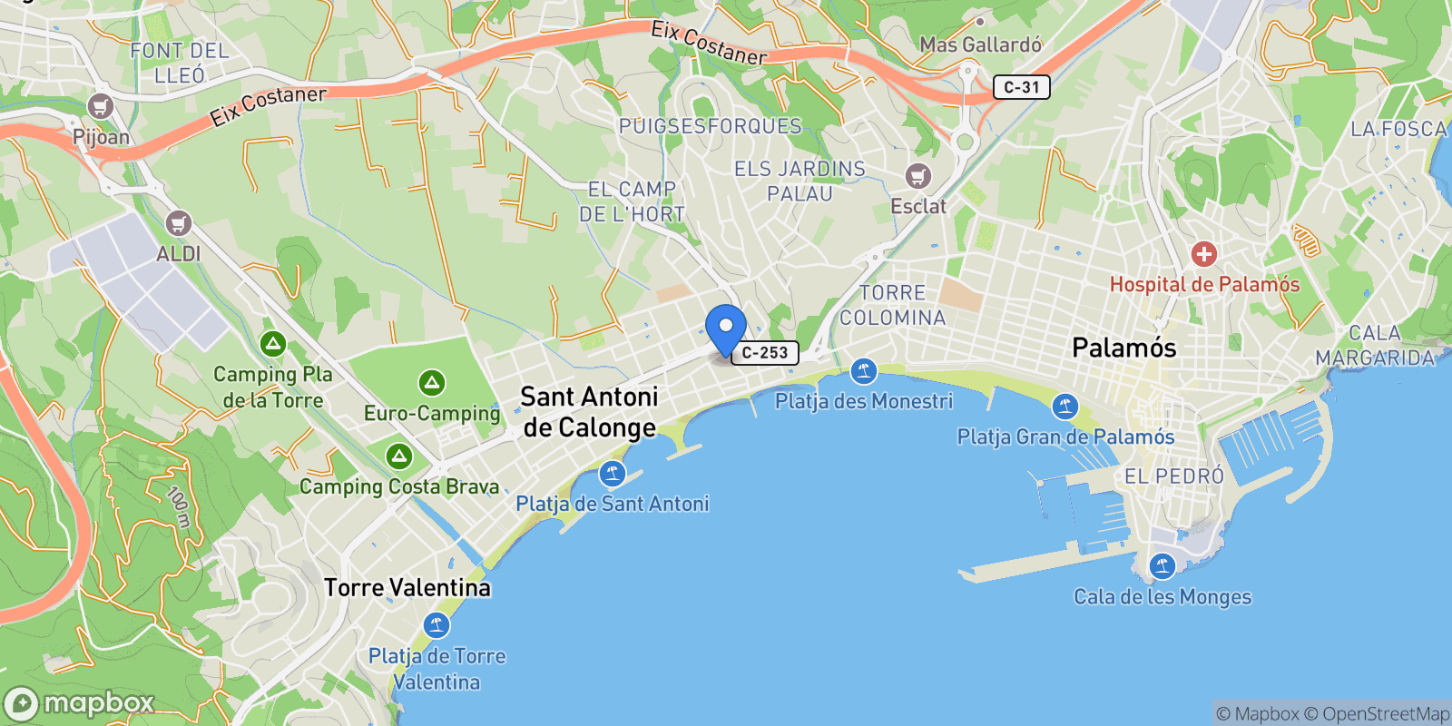Map showing Calonge i Sant Antoni, Catalonia, Spain.
