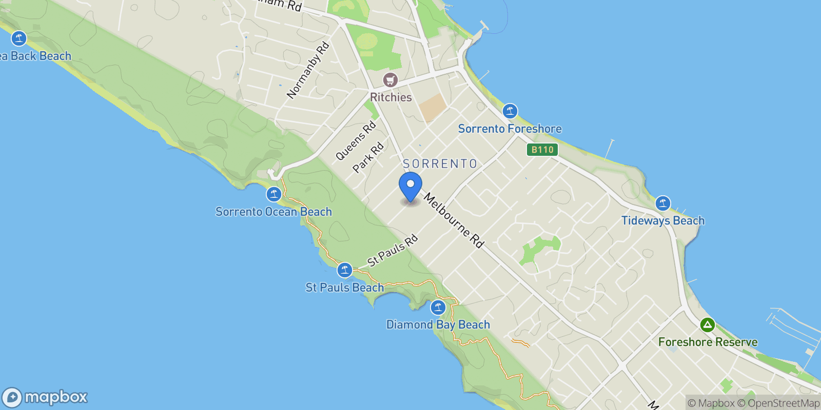 Map showing 7 Parkside Street, Sorrento, VIC 3943, Sorrento, Victoria, Australia.