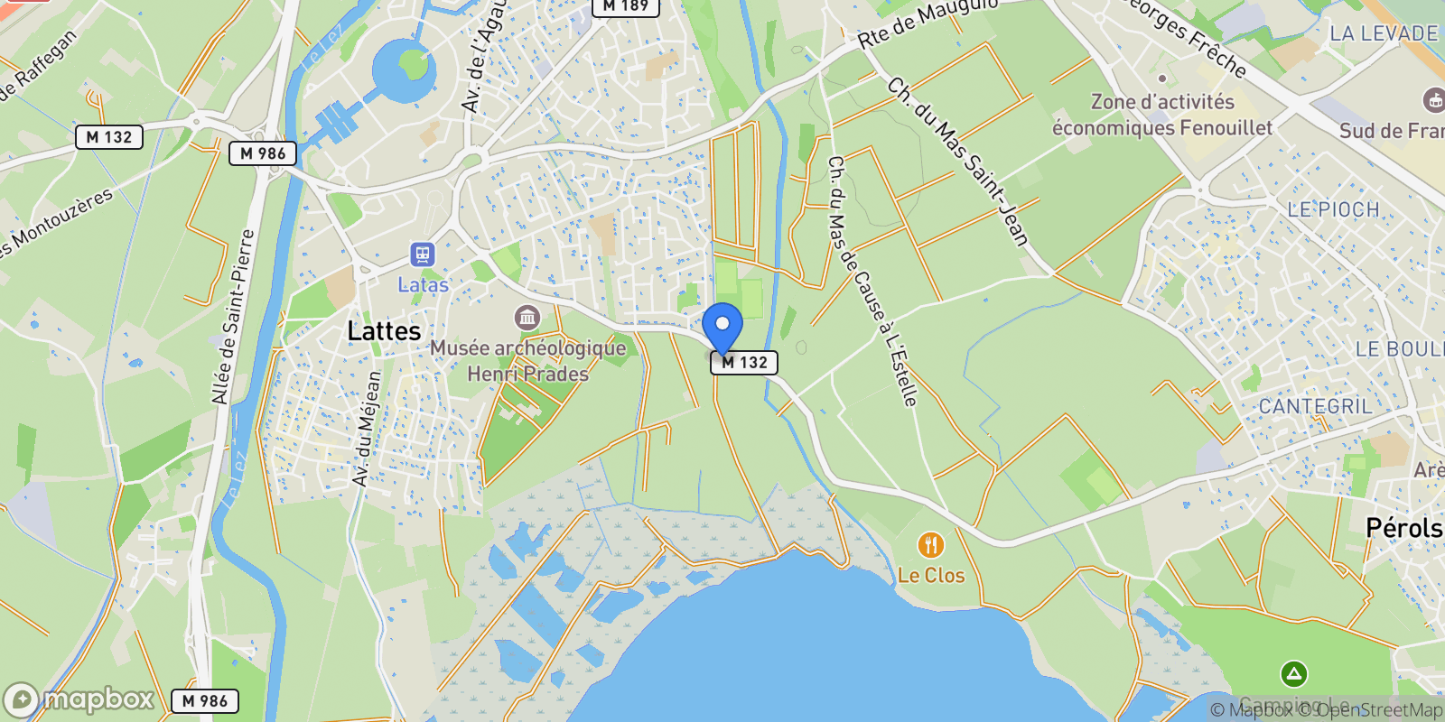 Map showing Lattes, Occitanie, France.