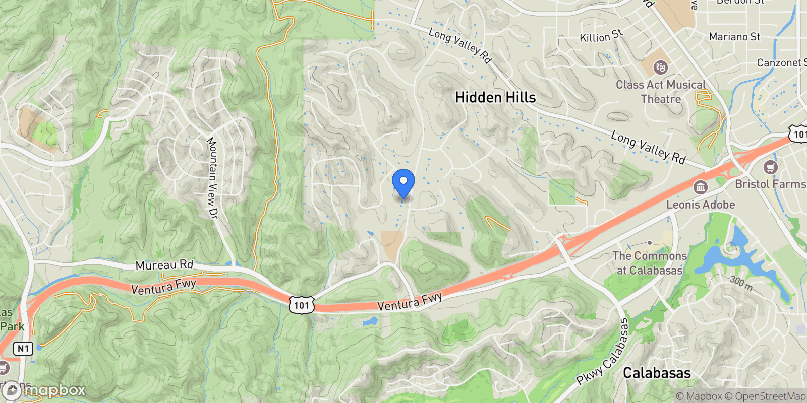 Map showing 5255 ROUND MEADOW Road, Hidden Hills, California, United States.