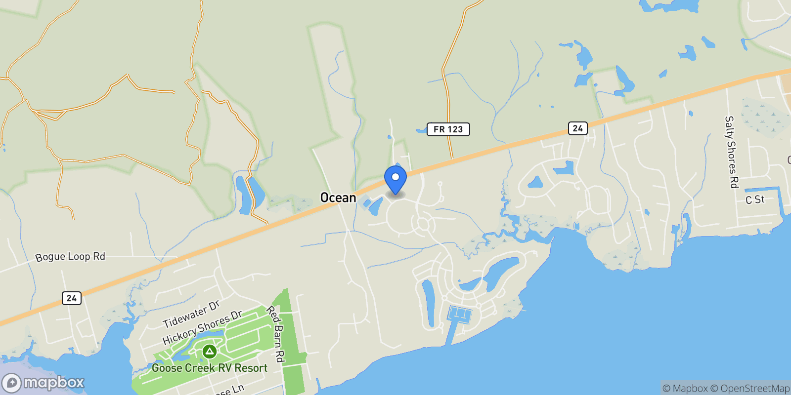 Map showing 210 Cumberland Street, Newport, North Carolina, United States.