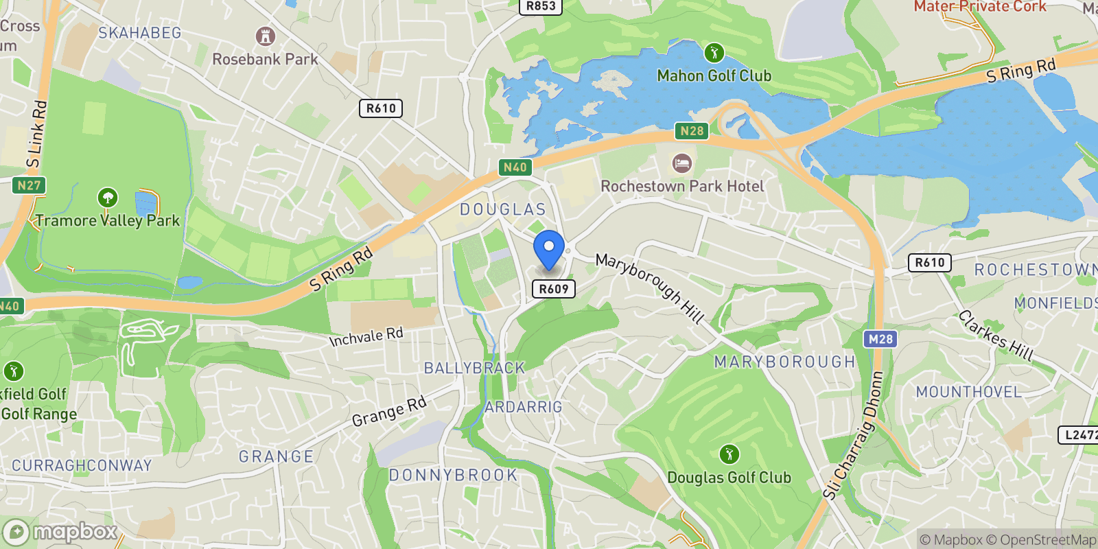 Map showing Roylynn, Douglas Lawn, Douglas, Cork, Ireland, Cork, County Cork, Ireland.