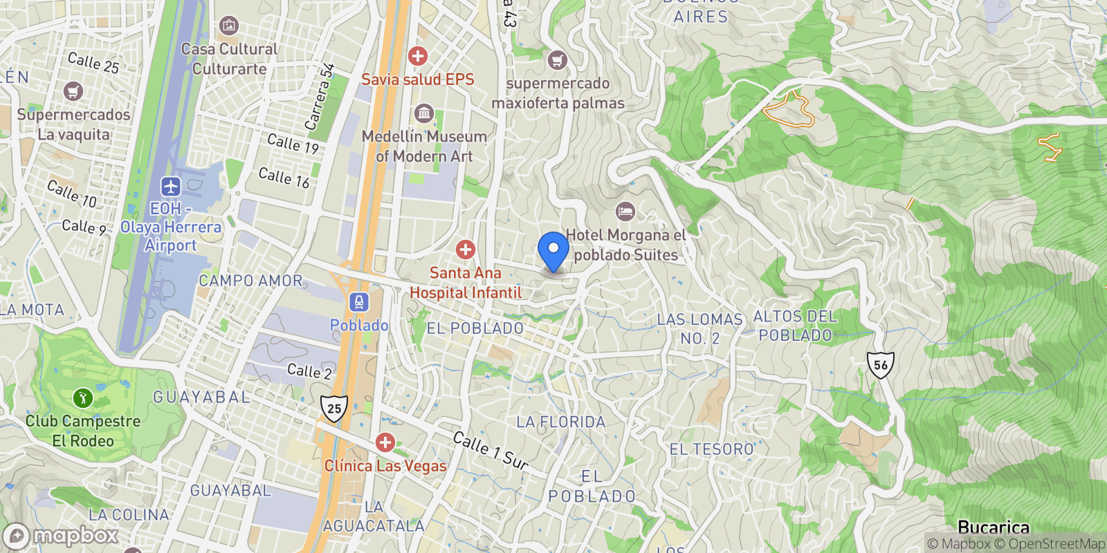 Map showing Medellín CALLE 13 # 36A 63, Medellín, Antioquia, Colombia.