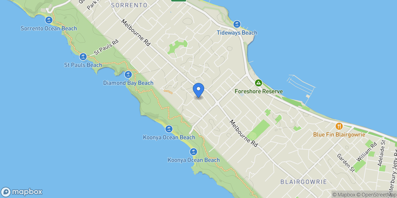 Map showing 20 Denby Avenue, Sorrento, VIC 3943, Sorrento, Victoria, Australia.