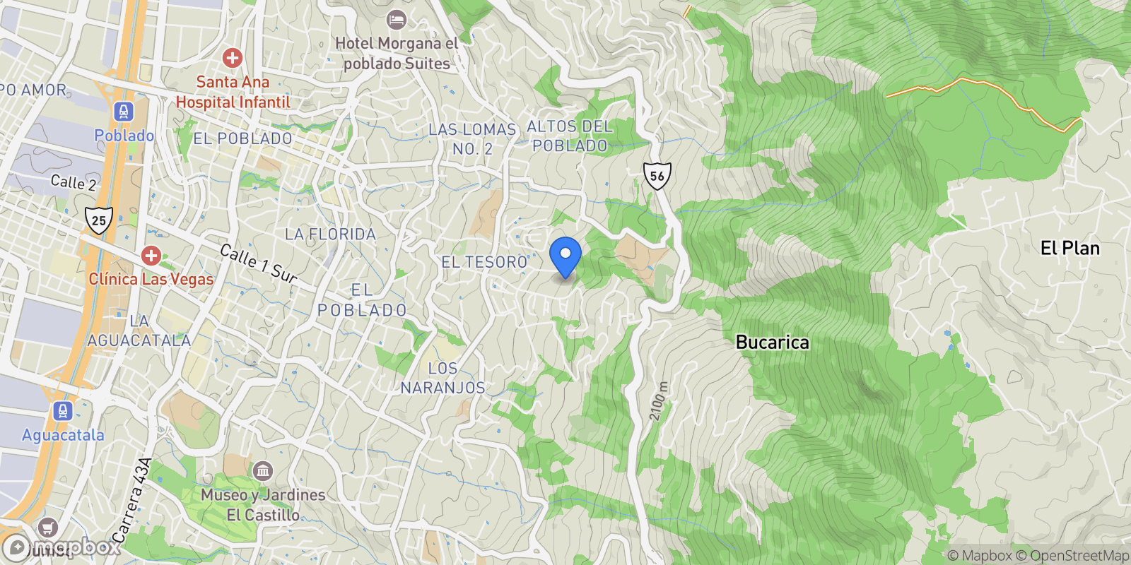 Map showing Medellín CALLE 6A # 16 15, Medellín, Antioquia, Colombia.