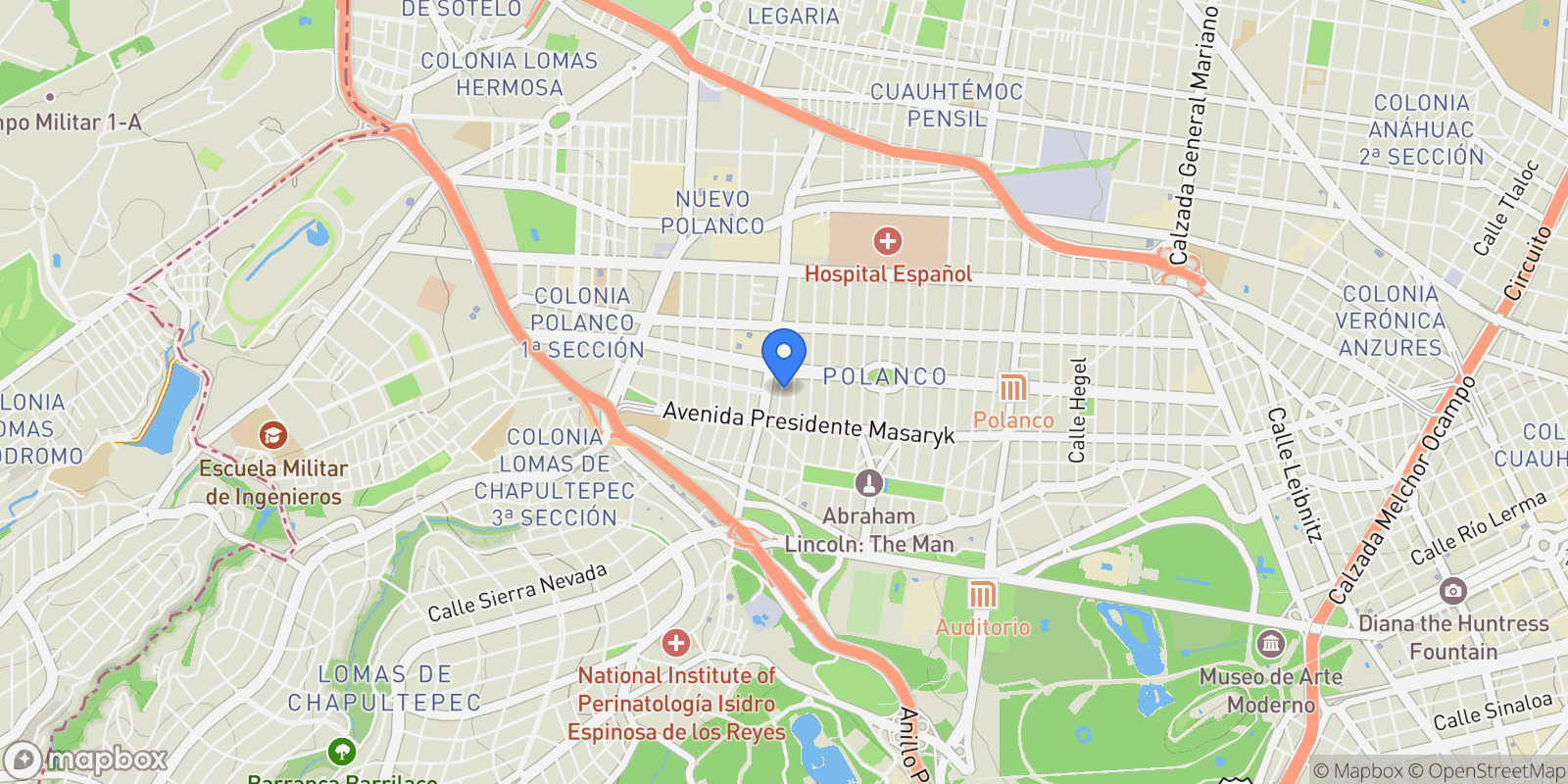 Map showing 97 Enrique Ibsen, Mexico City, Mexico.