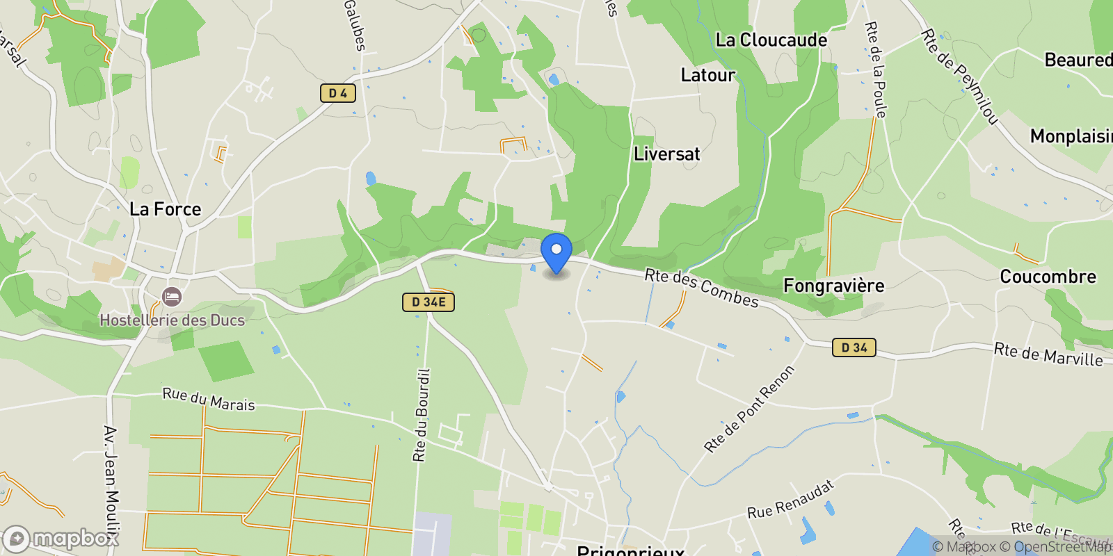 Map showing Prigonrieux, Nouvelle-Aquitaine, France.