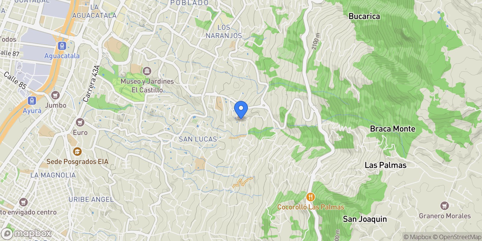 Map showing Medellín CRA. 22 N. 10AA SUR 140, Medellín, Antioquia, Colombia.
