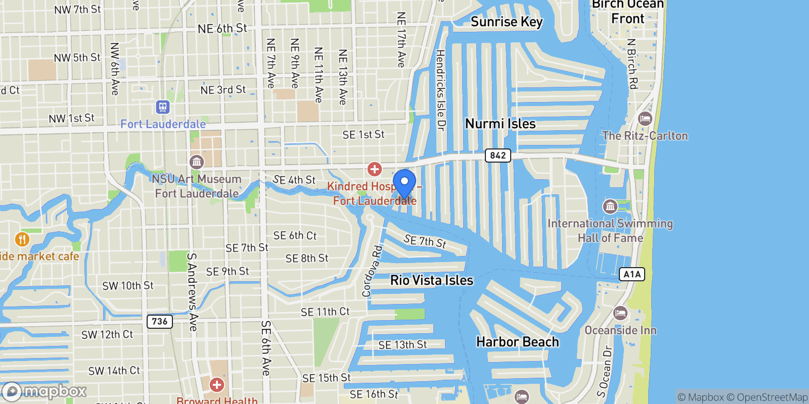 Map showing 516 Mola Ave, Fort Lauderdale, Florida, United States.