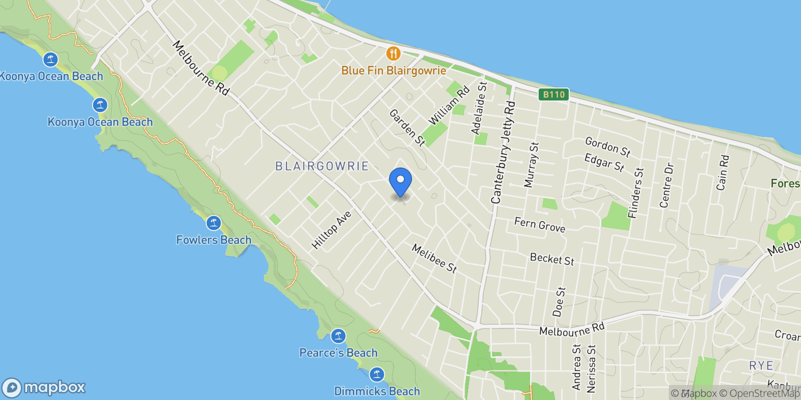 Map showing 5 Harleian Street, Blairgowrie, VIC 3942, Blairgowrie, Victoria, Australia.