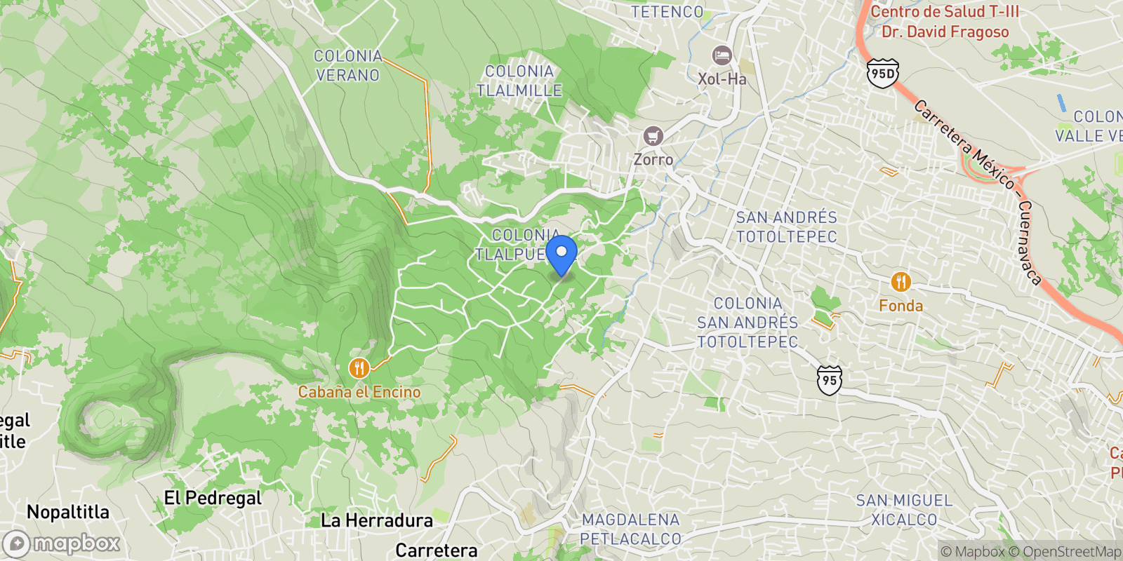 Map showing 200 Cam. Real, Santa Catarina Yecahuitzotl, Mexico City, Mexico.