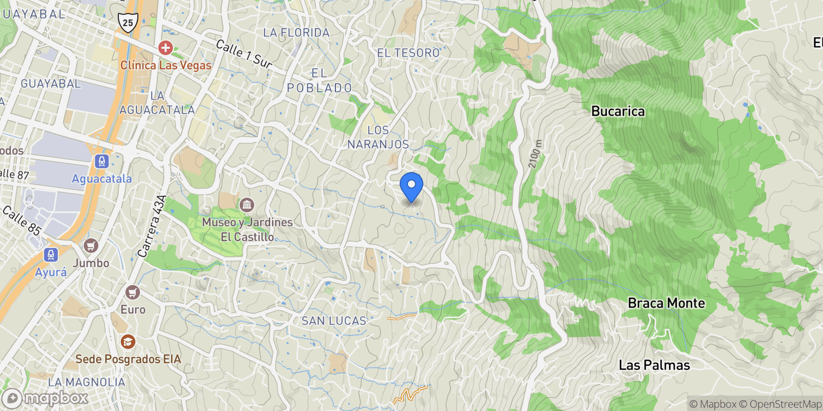 Map showing Medellín AVENUE 13B # 4B SOUTH 205, Medellín, Antioquia, Colombia.