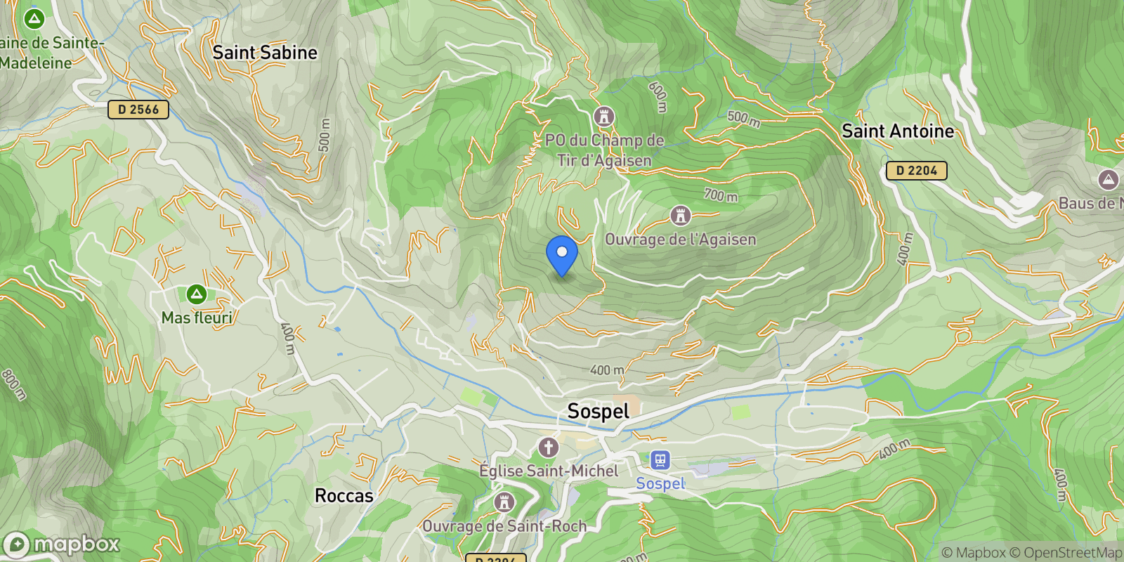 Map showing Sospel, Provence-Alpes-Côte d'Azur, France.