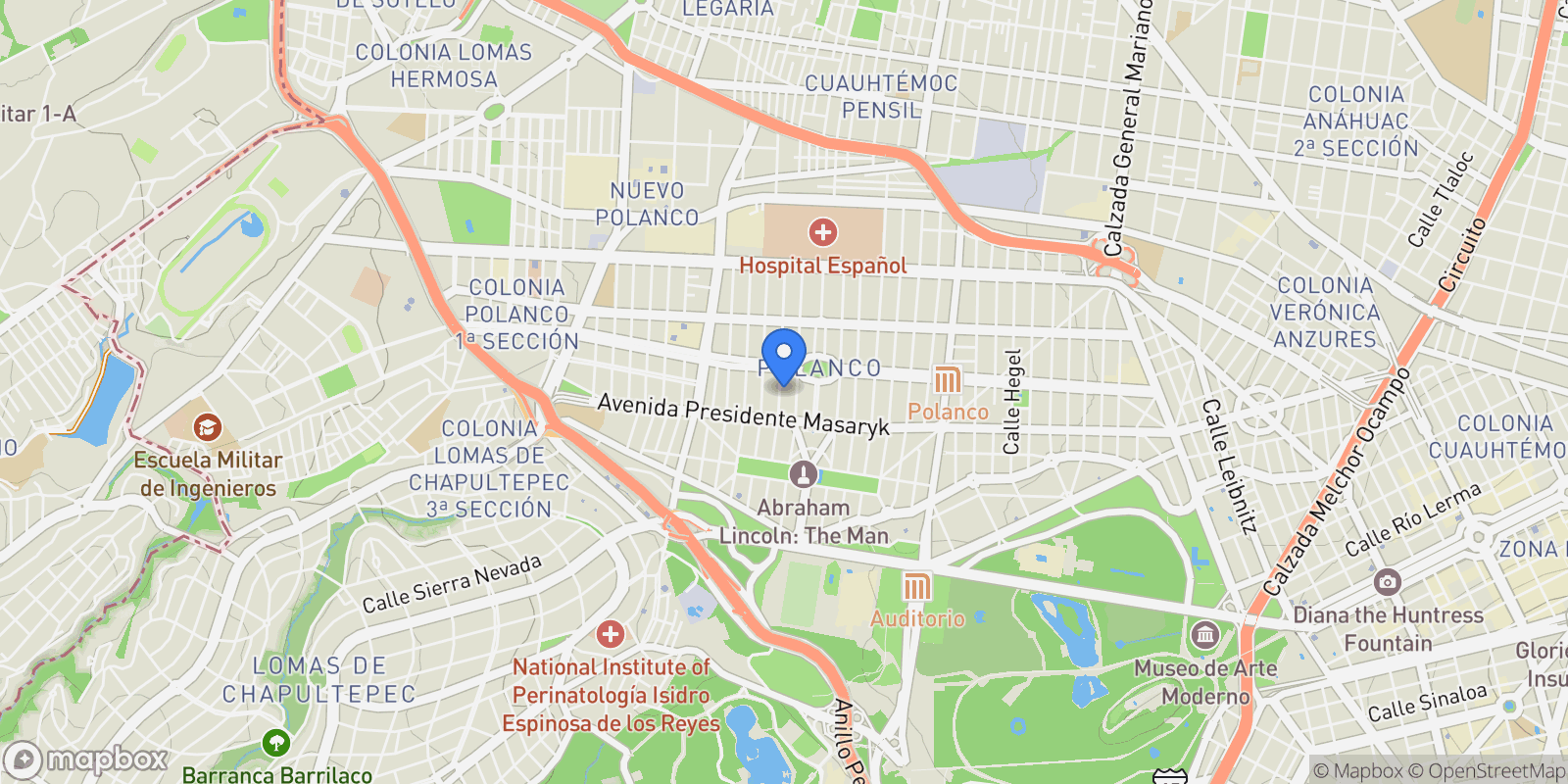 Map showing 137 Lafontaine, Mexico City, Mexico.