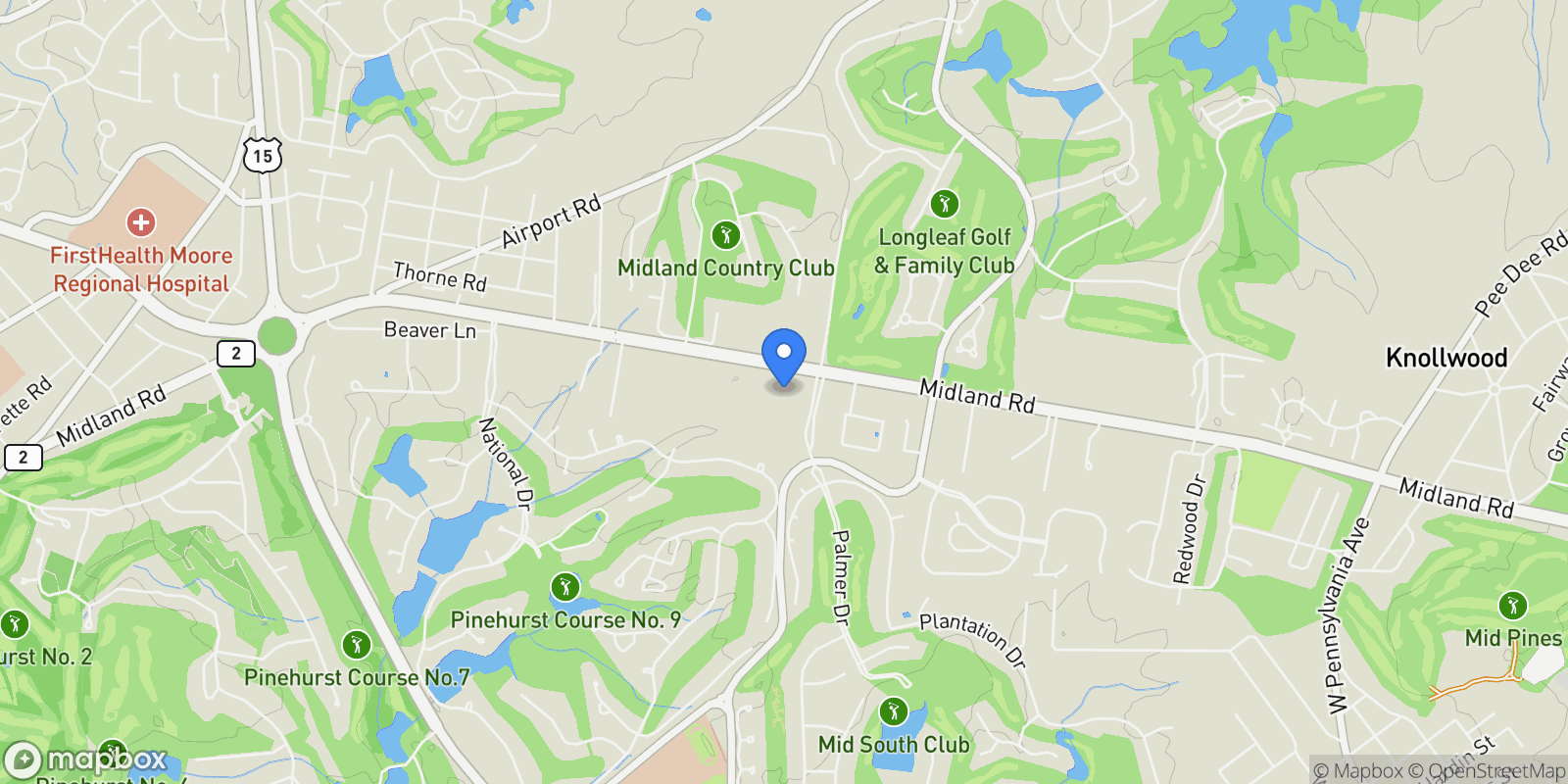 Map showing 125 Williams Road, Southern Pines, North Carolina, United States.