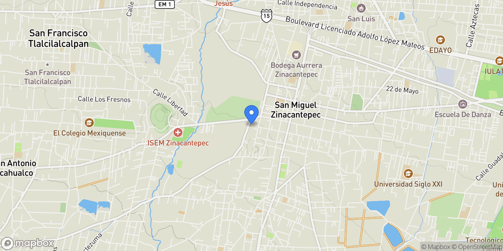 Map showing 413 Vialidad Toluca - Zinacantepec, San Miguel Zinacantepec, State of Mexico, Mexico.