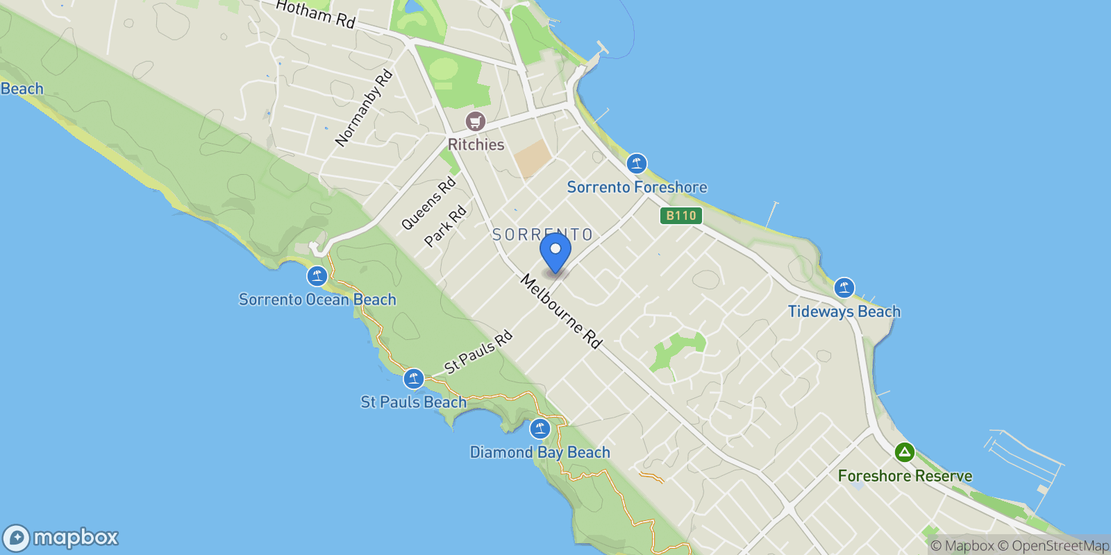 Map showing 62 St Pauls Road, Sorrento, VIC 3943, Sorrento, Victoria, Australia.