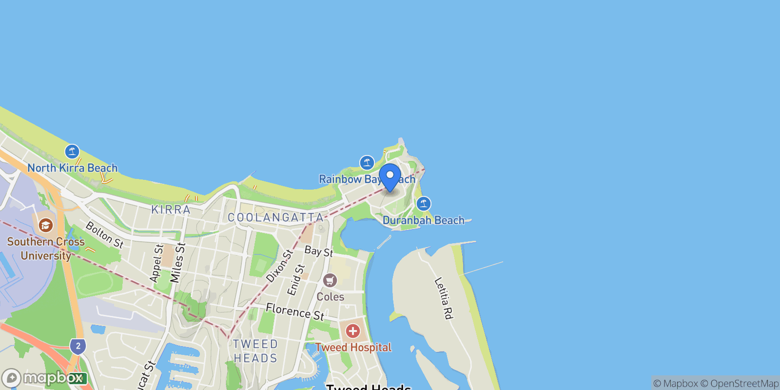 Map showing Boundary Lane, Tweed Heads, New South Wales, Australia.