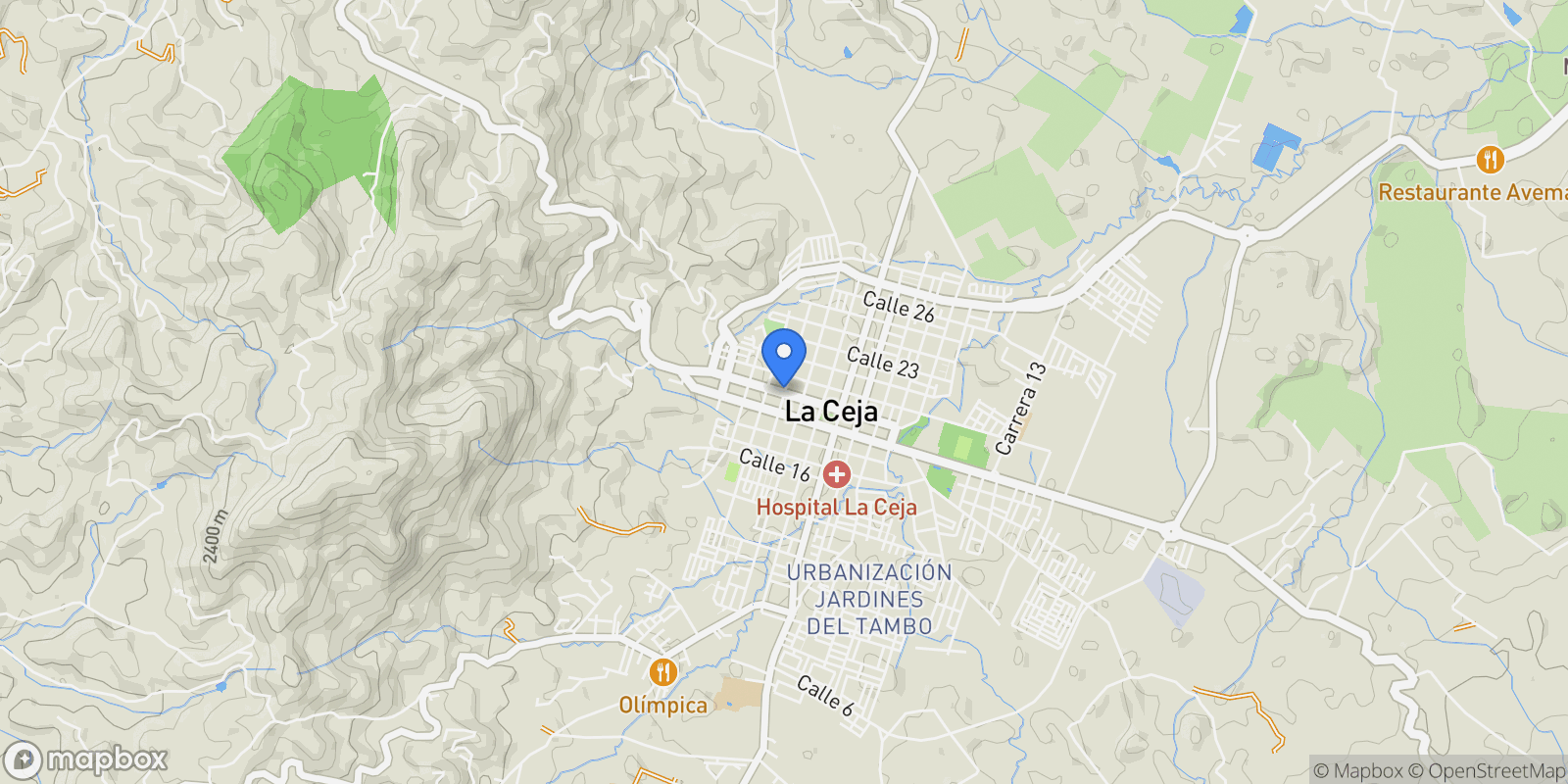 Map showing La Ceja STREET 20 # 23 2, La Ceja, Antioquia, Colombia.