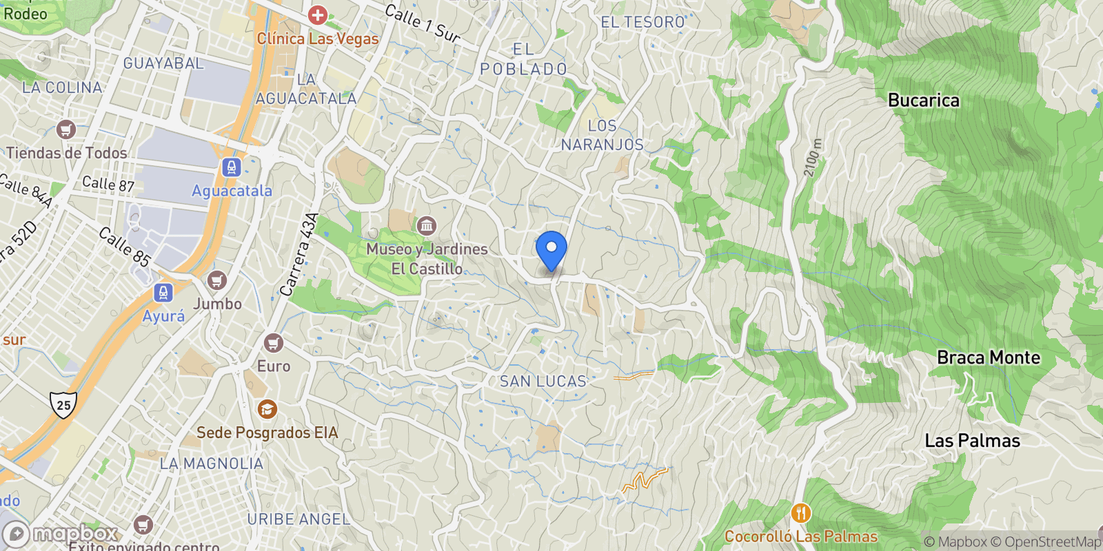 Map showing Medellín STREET 12 SOUTH # 25 293, Medellín, Antioquia, Colombia.