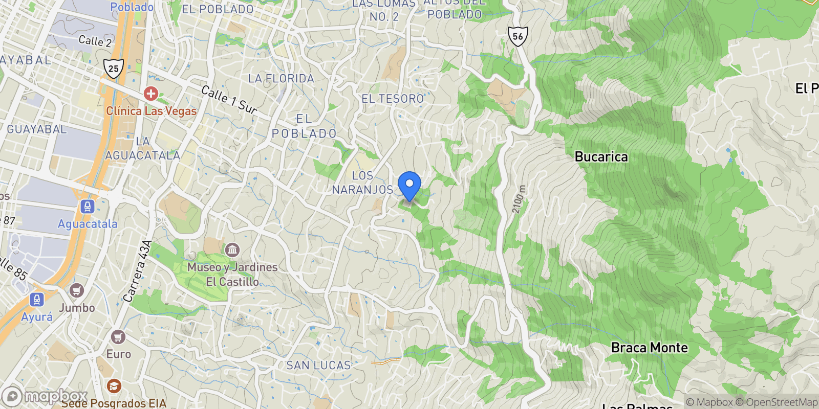 Map showing Medellín CALLE 2 SUR # 17 251, Medellín, Antioquia, Colombia.