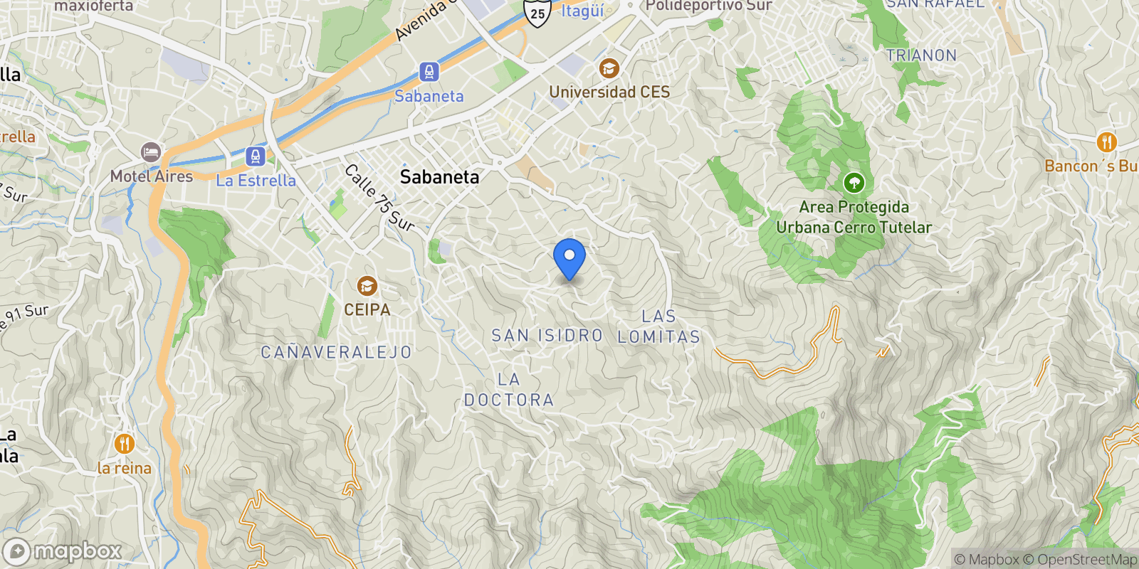 Map showing Sabaneta CALLE 63 B SUR #32 381, La Doctora, Antioquia, Colombia.