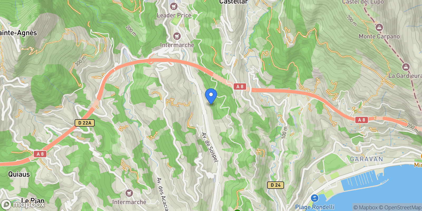 Map showing Menton, Provence-Alpes-Côte d'Azur, France.