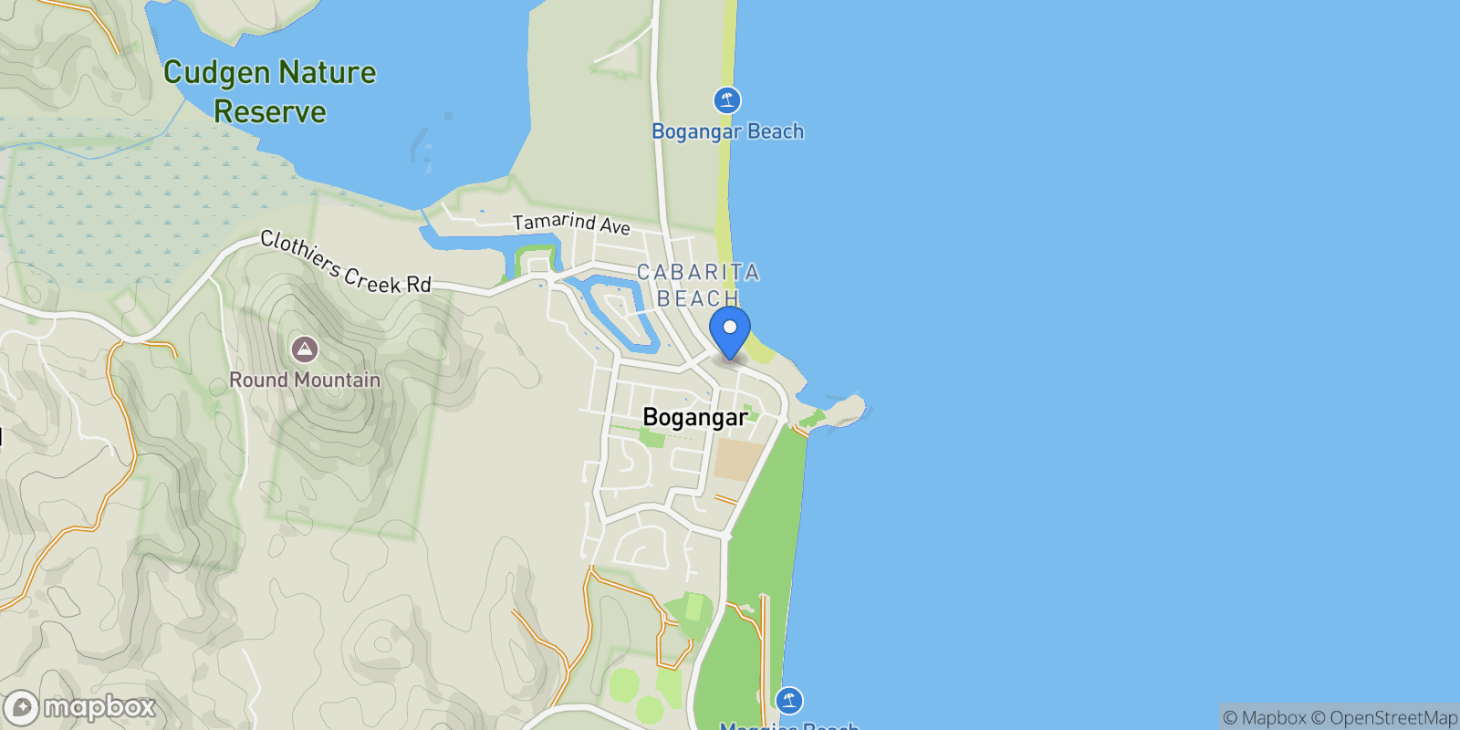 Map showing Tweed Coast Road, Bogangar, New South Wales, Australia.