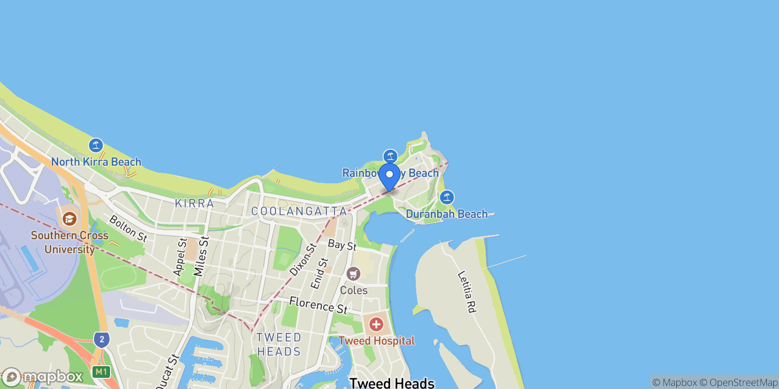 Map showing Hill Street, Tweed Heads, New South Wales, Australia.