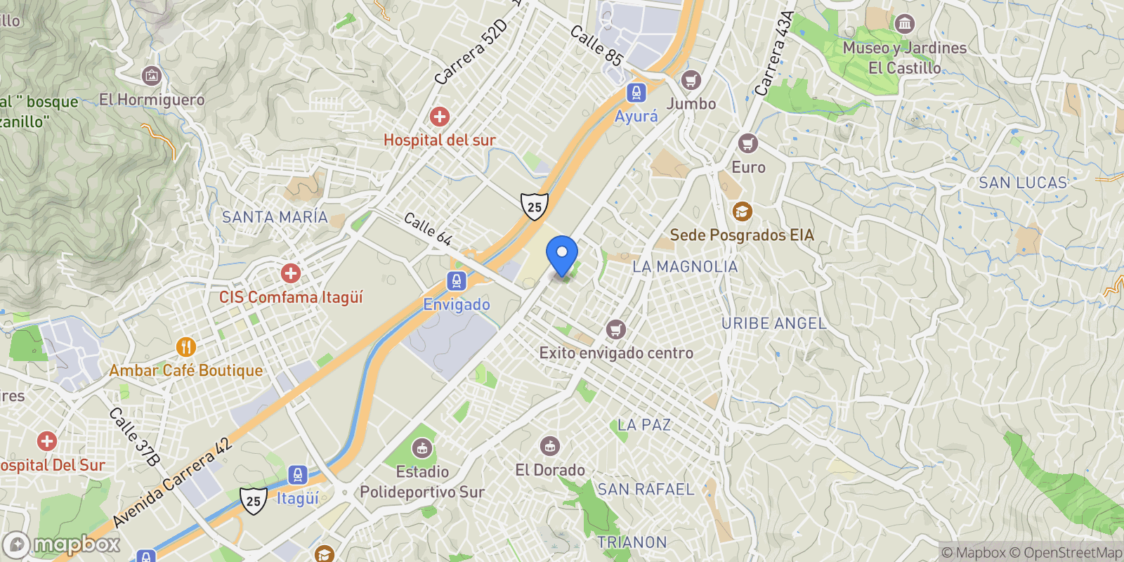 Map showing Envigado CALLE 35 SUR #47 30, Envigado, Antioquia, Colombia.