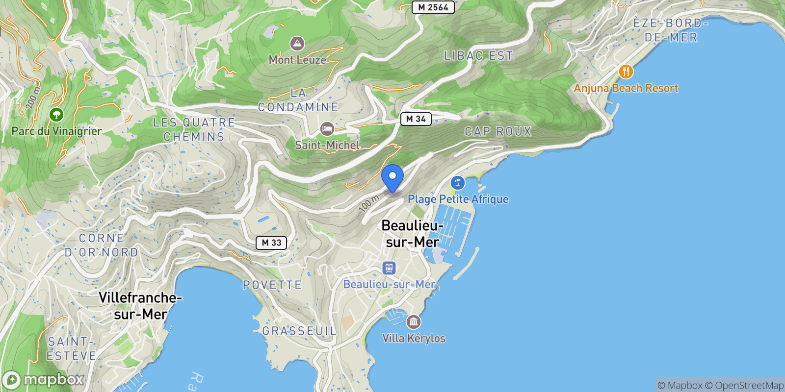 Map showing Beaulieu-sur-Mer, Provence-Alpes-Côte d'Azur, France.