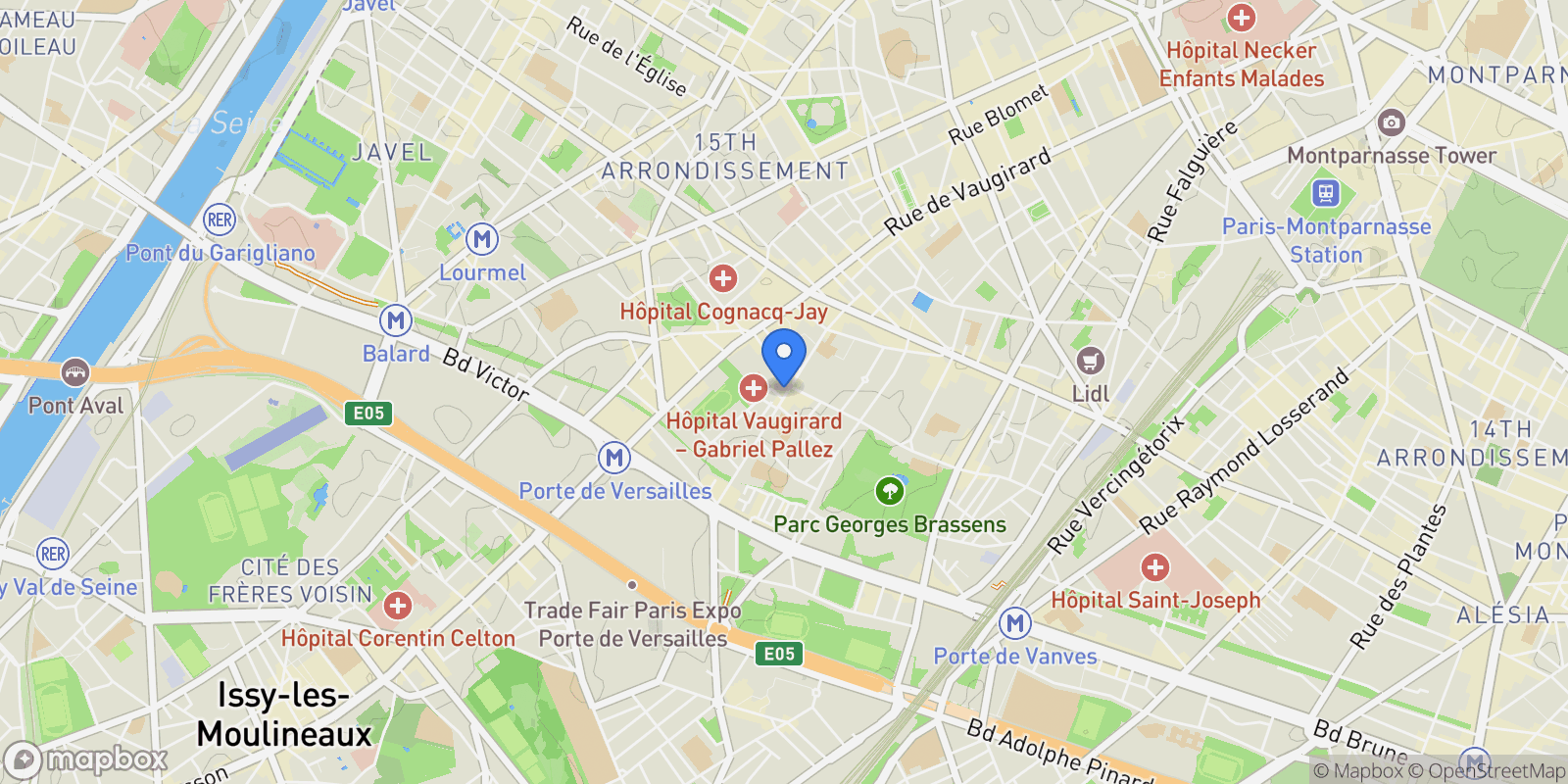 Map showing PARIS, J 75016, Paris, Île-de-France, France.