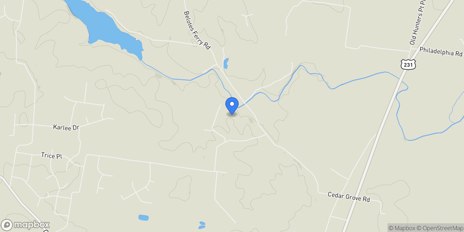 Map showing 2160 Cedar Grove Rd, Lebanon, Tennessee, United States.