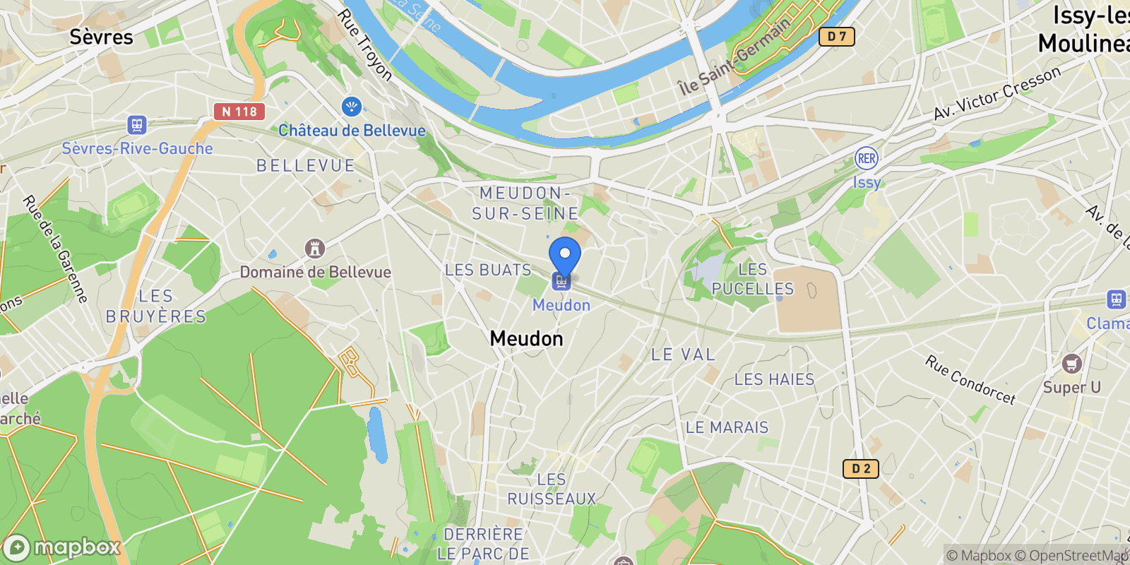 Map showing MEUDON, J 92190, Meudon, Île-de-France, France.