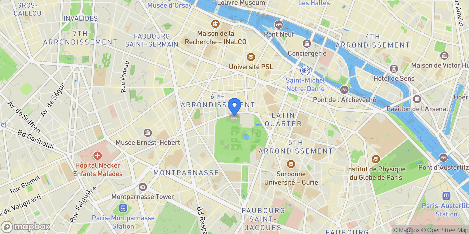 Map showing PARIS, J 75006, Paris, Île-de-France, France.
