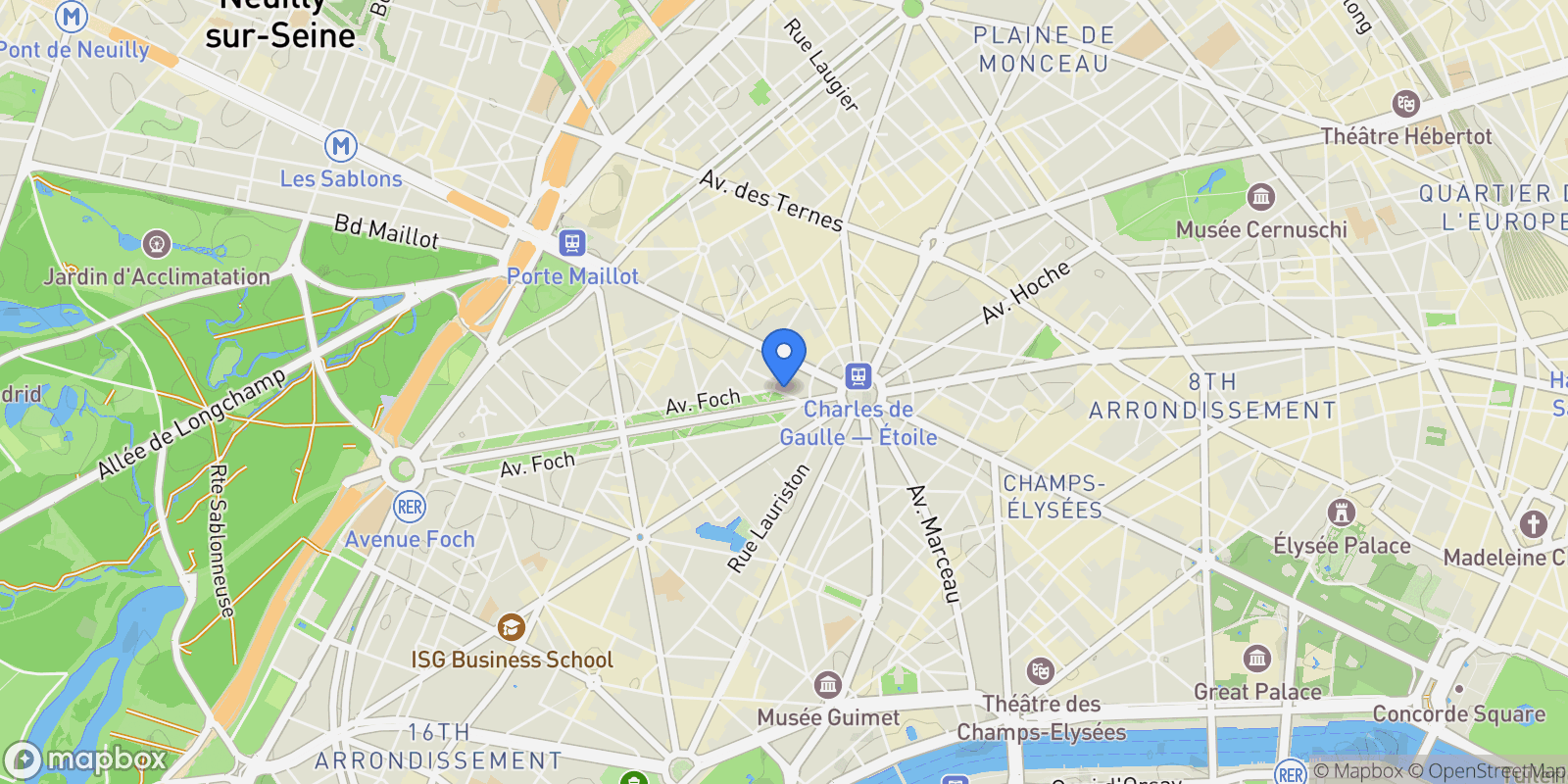 Map showing 10 Avenue Foch, Paris, Île-de-France, France.