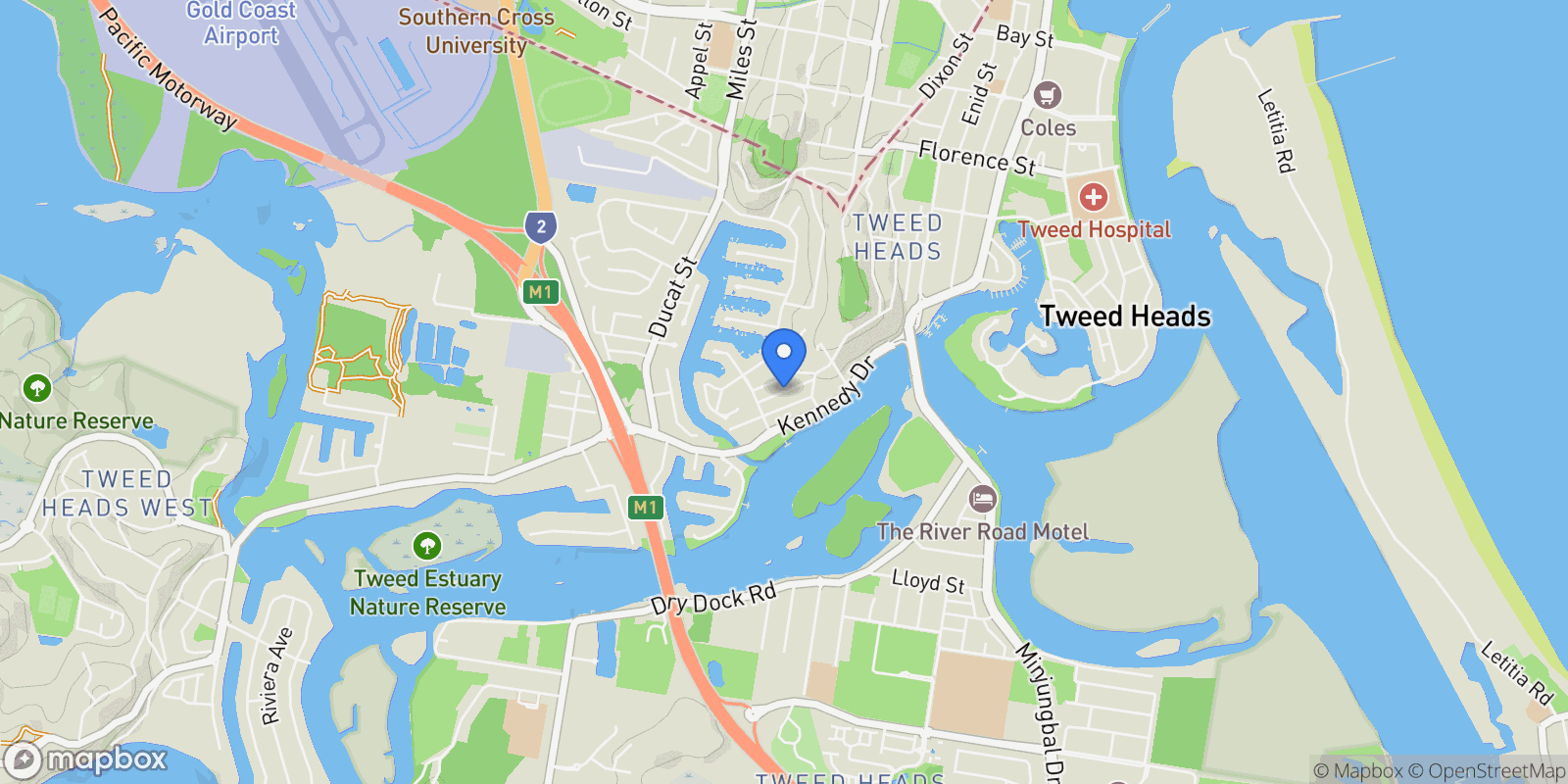 Map showing Stanley Lane, Tweed Heads, New South Wales, Australia.