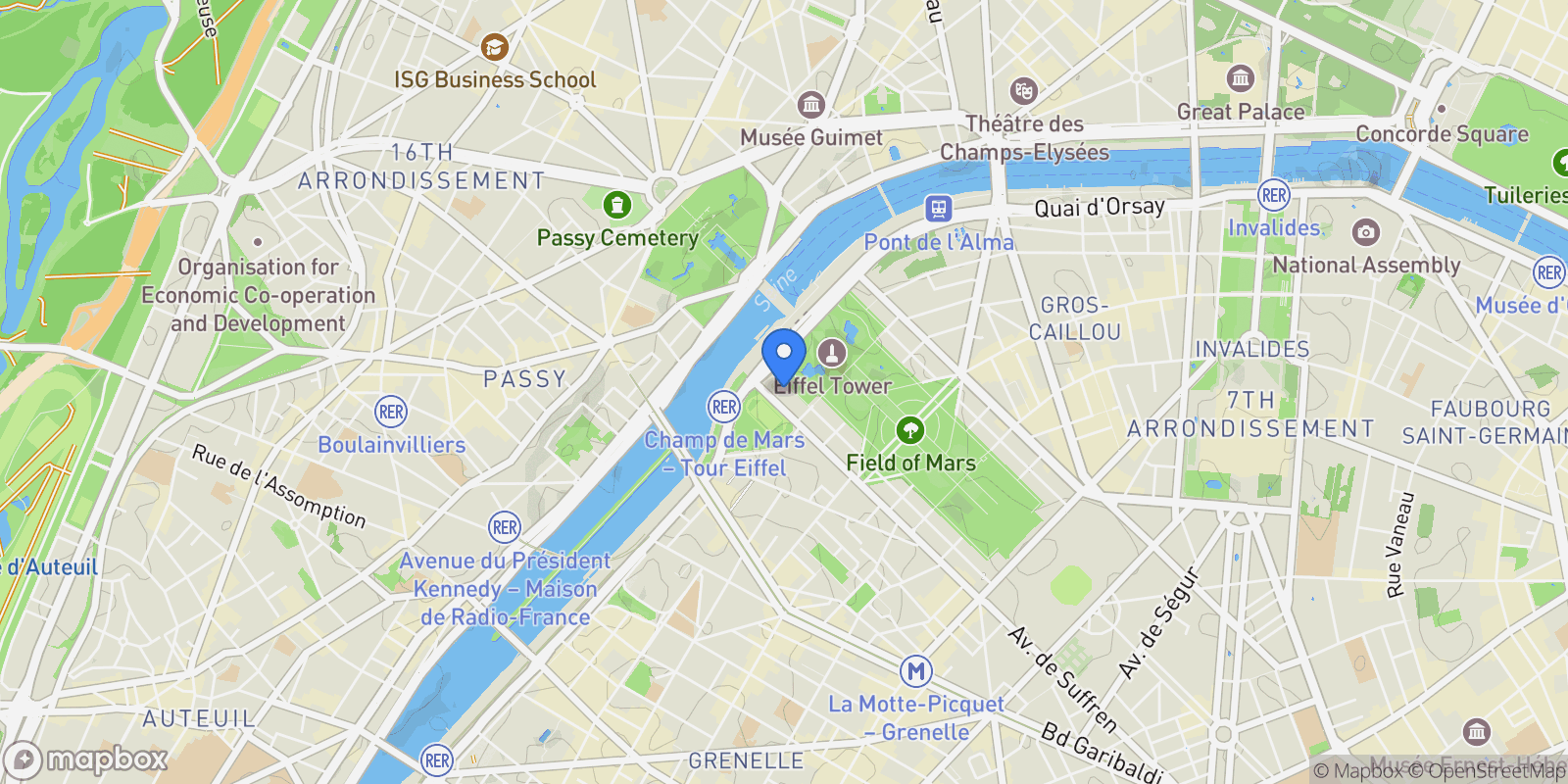 Map showing 1 Rue de Buenos Aires, Paris, Île-de-France, France.
