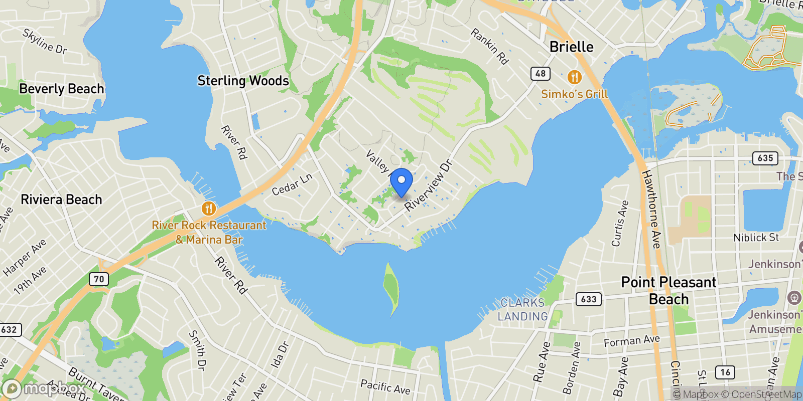 Map showing 922 Woodview Road, Brielle, New Jersey, United States.