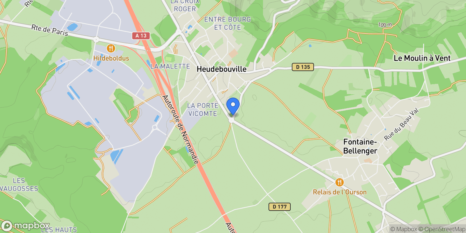 Map showing 1 Route des Andelys, Heudebouville, Normandy, France.