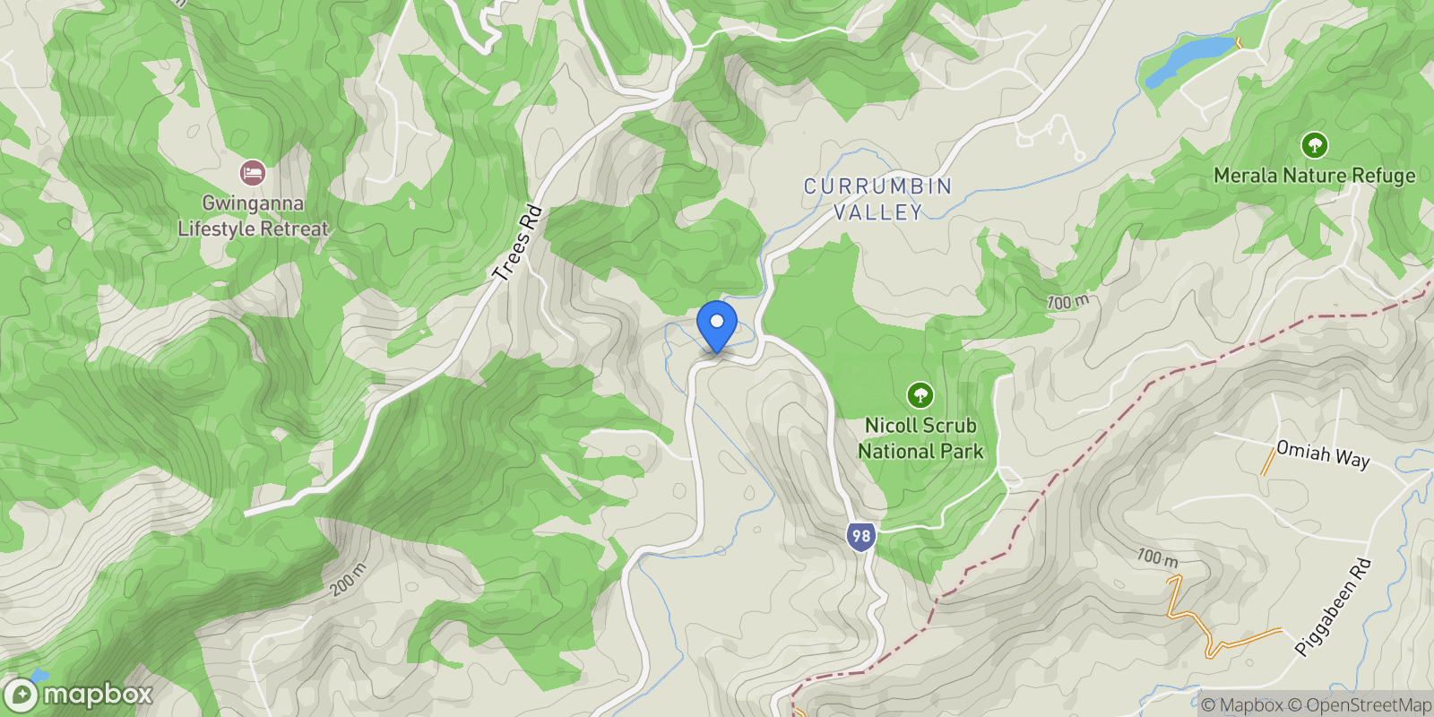 Map showing Currumbin Creek Road, City of Gold Coast, Australia.