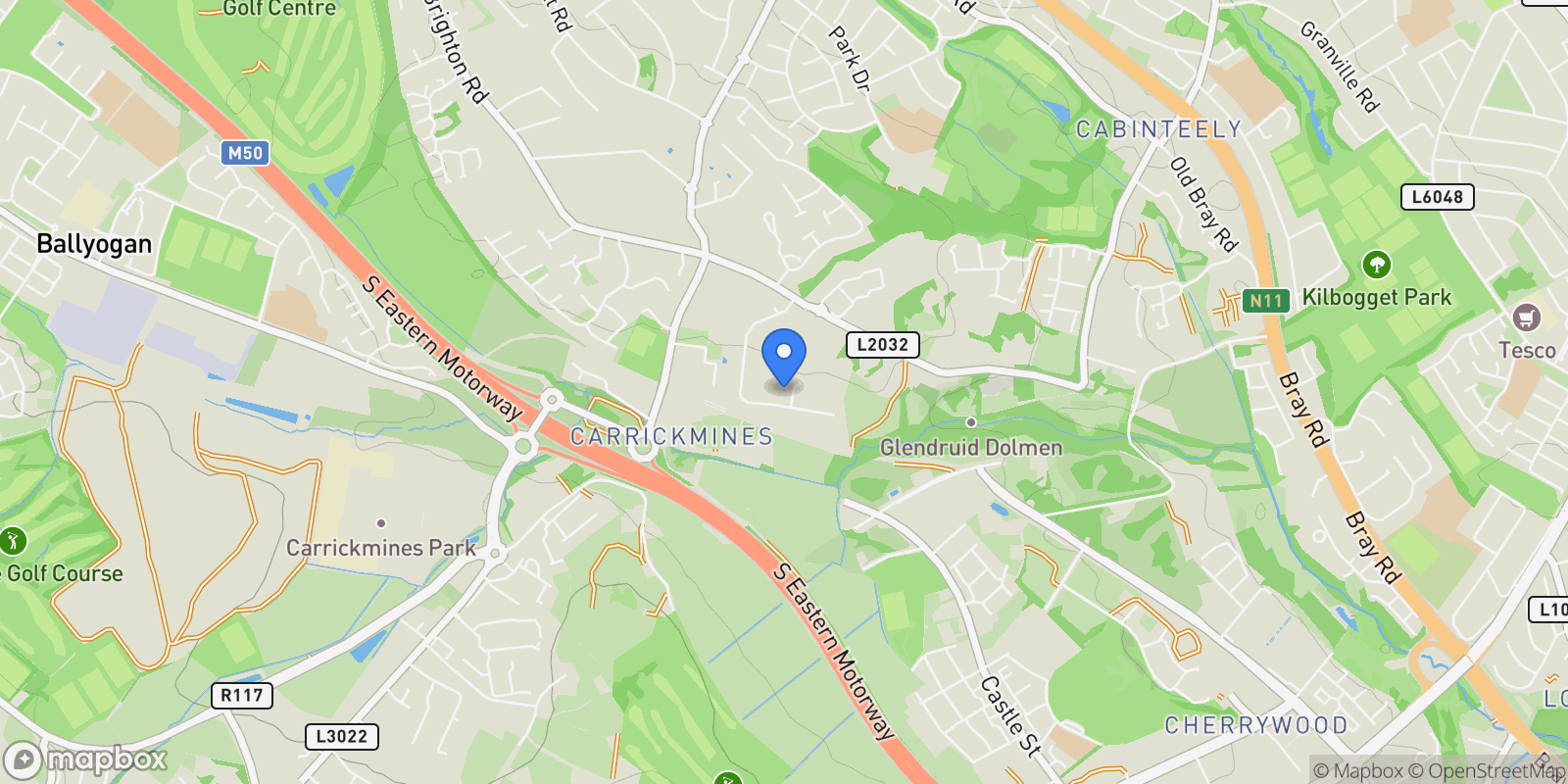 Map showing 21 Brennanstown Vale Carrickmines, Dublin 18, D D18T9X4, Dublin, County Dublin, Ireland.