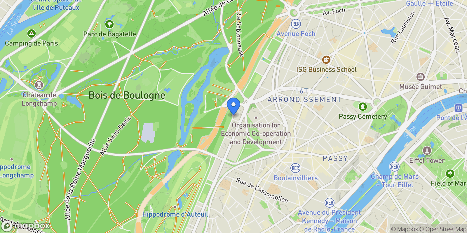 Map showing 9 Avenue du Maréchal Maunoury, Paris, Île-de-France, France.