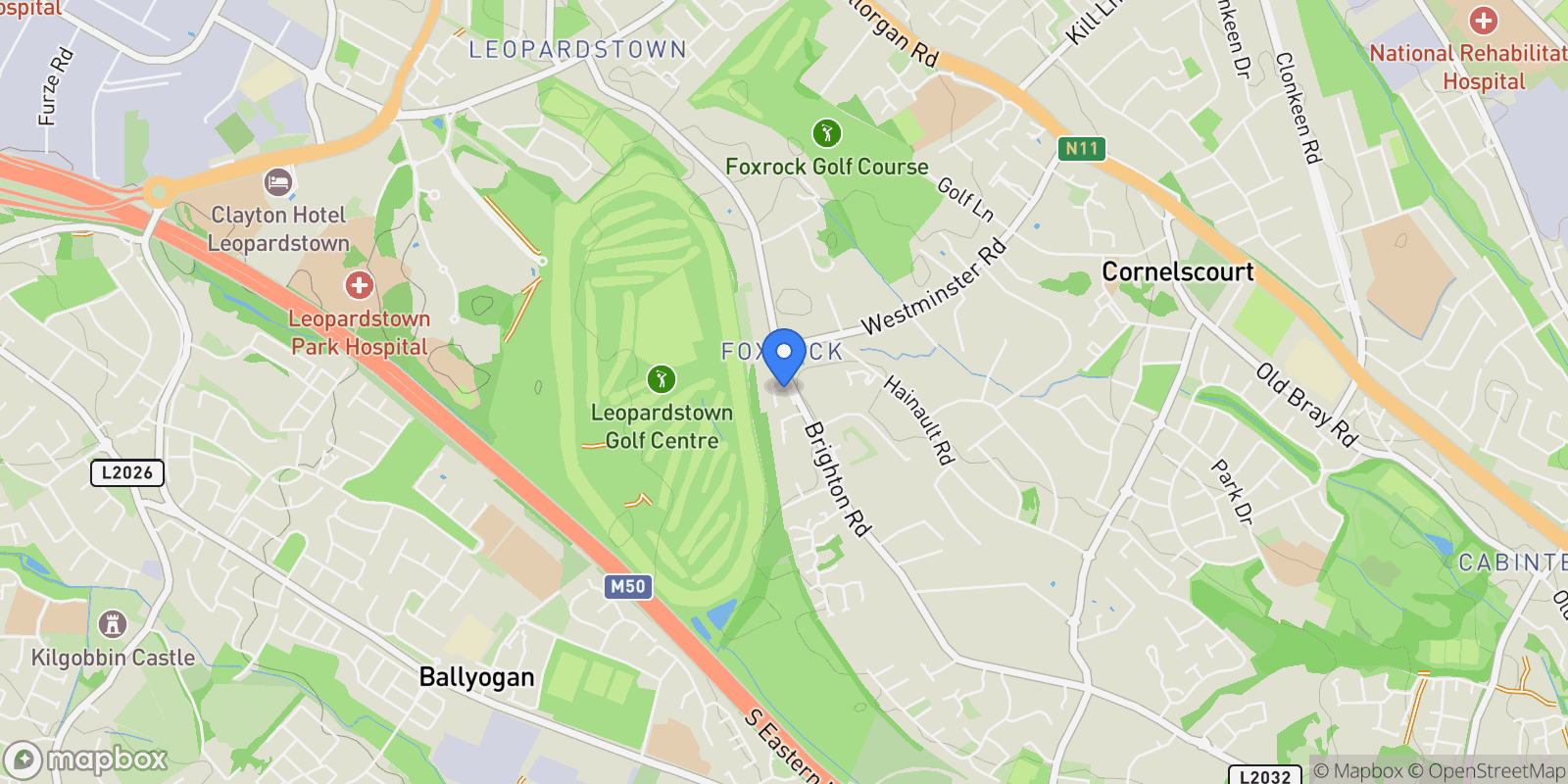 Map showing 5 Brighton Wood Brighton Road, Foxrock, D D18 N1YX, Dublin, County Dublin, Ireland.