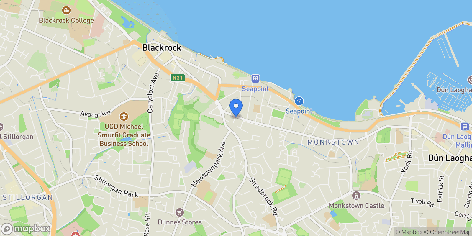Map showing 3 Monkstown Road, Monkstown, D A94 A406, Dublin, County Dublin, Ireland.