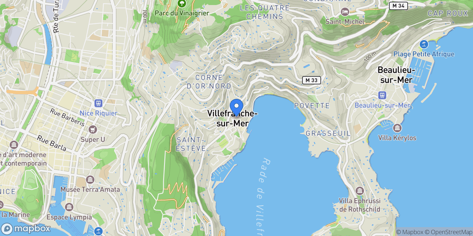 Map showing 21 Rue de l'Eglise, Villefranche-sur-Mer, Provence-Alpes-Côte d'Azur, France.