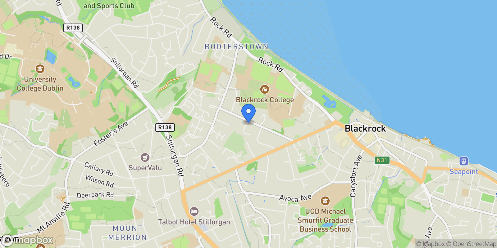 Map showing Dunboden Cross Avenue, Blackrock, D A94X2E2, Dublin, County Dublin, Ireland.