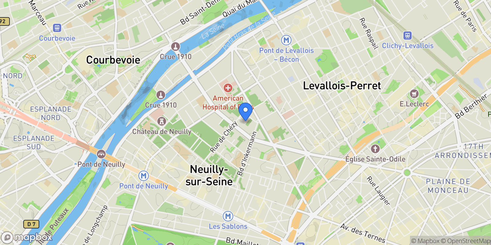 Map showing 11 Square Chezy, Neuilly-sur-Seine, Île-de-France, France.