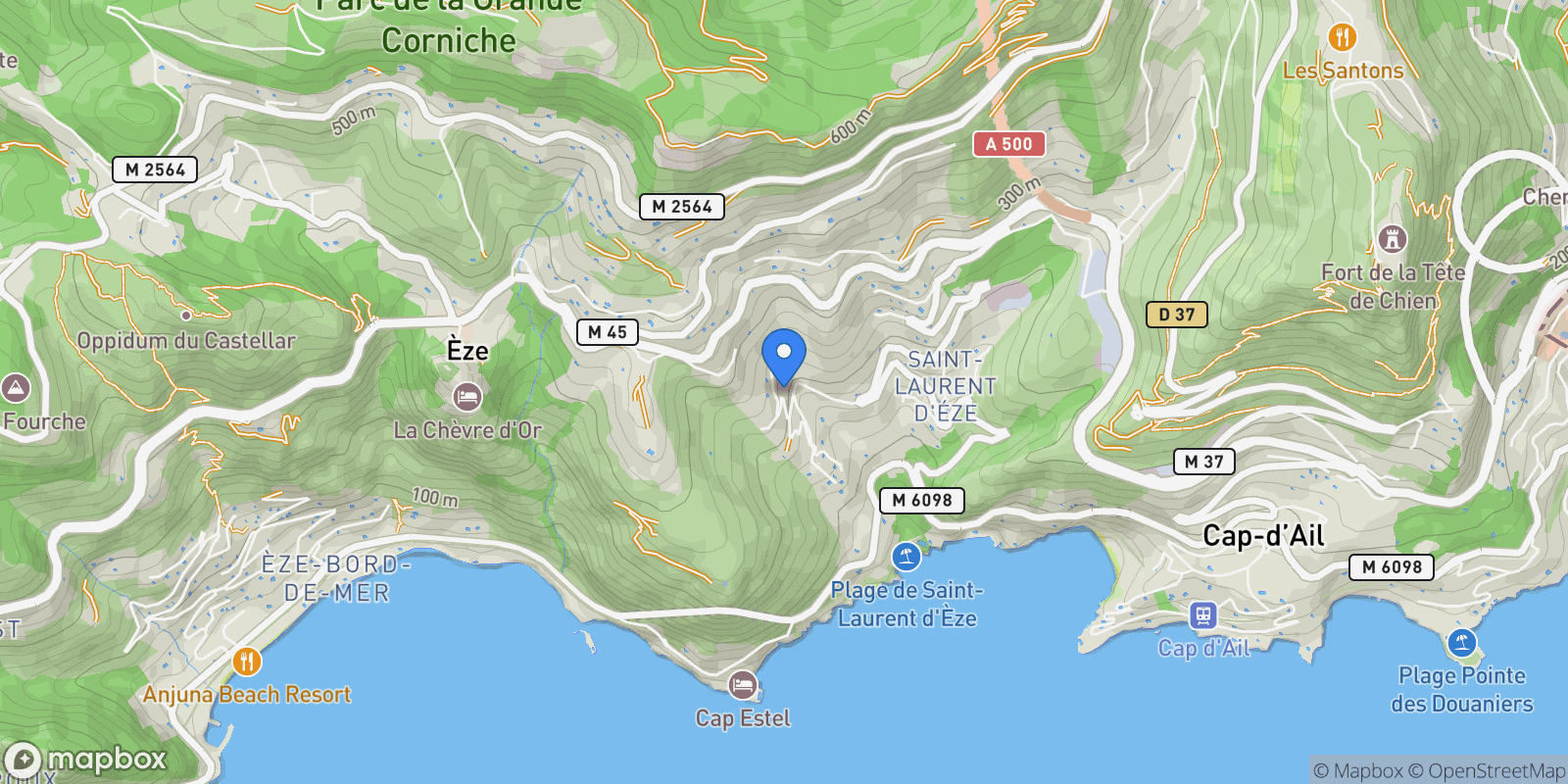 Map showing 448 Chemin de Toscane Inférieur, Èze, Provence-Alpes-Côte d'Azur, France.