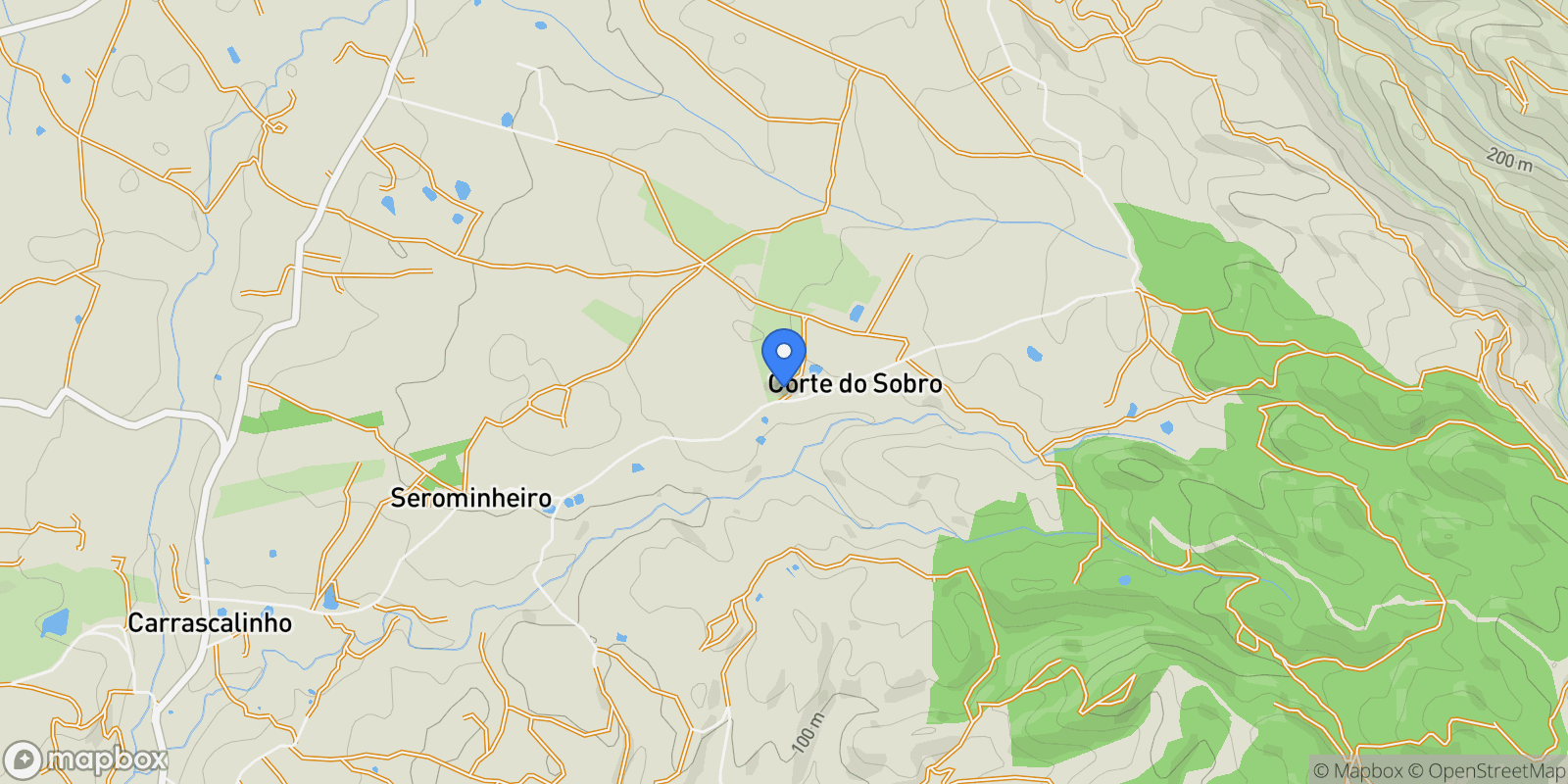 Map showing Corte de Sobro, Aljezur, Algarve, Portugal.